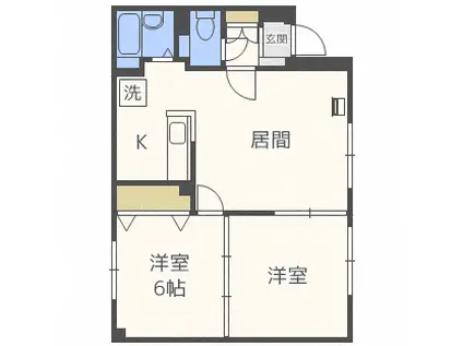 チェリー広和(2LDK/1階)の間取り写真