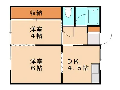 フォーサイト篠栗PETITVILLAGE(2DK/1階)の間取り写真