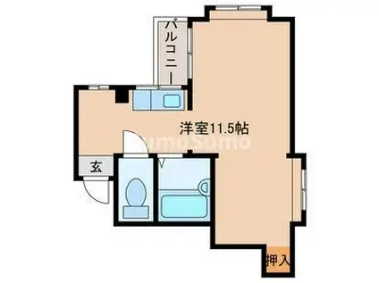 ピア鳥飼II(ワンルーム/3階)の間取り写真