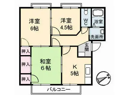 フレグランス佐々木C棟(3DK/2階)の間取り写真