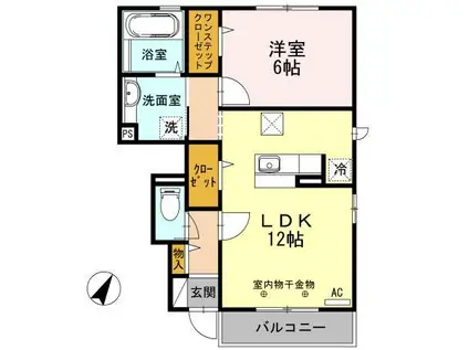 ミクスト(1LDK/1階)の間取り写真