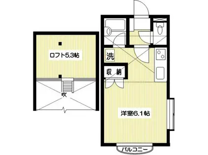 メゾングラシューズ(ワンルーム/1階)の間取り写真