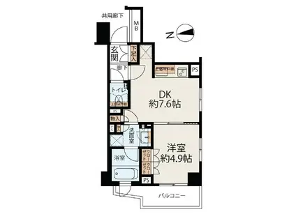 パークホームズ六本木乃木坂アーバンレジデンス(1DK/2階)の間取り写真