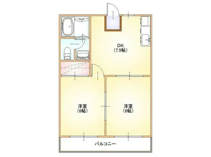 マノアールF(2DK/2階)の間取り写真