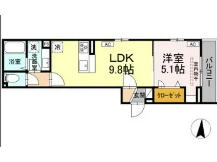 シャルム十間坂(1LDK/2階)の間取り写真
