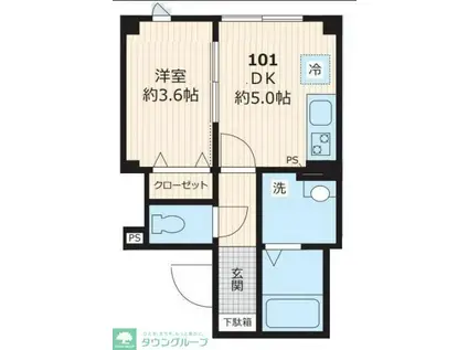 KATSU(1DK/1階)の間取り写真