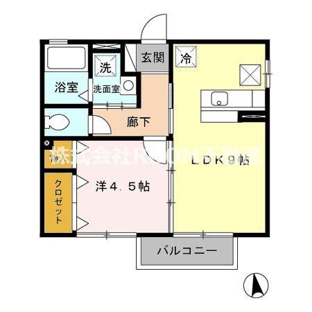 グランシャリオII番館(1LDK/2階)の間取り写真
