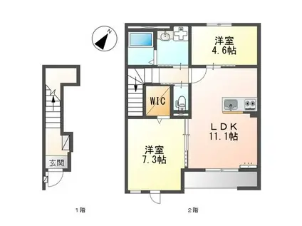 仮西宮市甲子園町アパート工事(1LDK/2階)の間取り写真