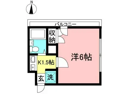 ウエストパレス(1K/2階)の間取り写真