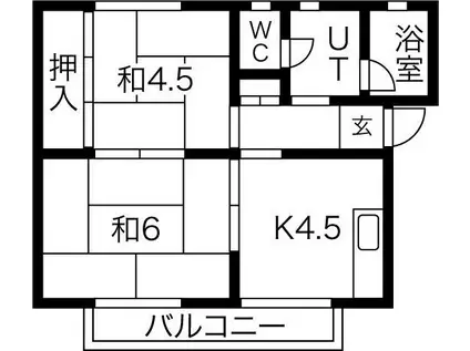 コーポ日置(2K/3階)の間取り写真