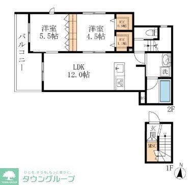 メゾン・ド・ファミーユ(2LDK/2階)の間取り写真