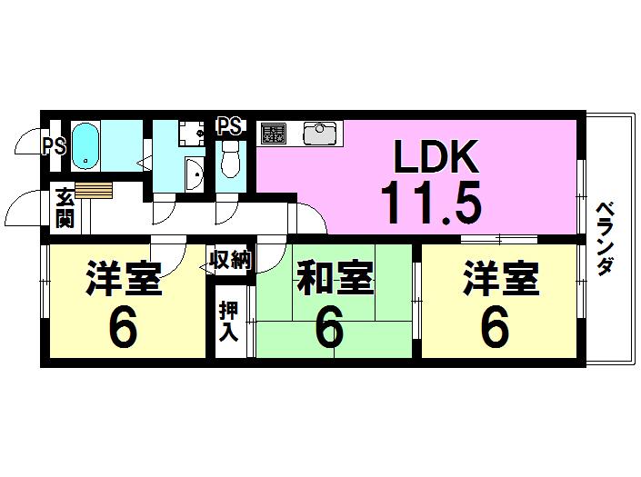 クレールメゾン(3LDK/4階)の間取り写真
