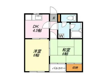 ハイツアオキ第2(2DK/3階)の間取り写真