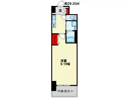 LEGEND鍛冶町(1K/13階)の間取り写真