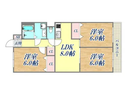 イマキタハイツ29(3LDK/4階)の間取り写真