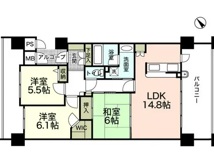 ナタリーマリナタウンセンターコート(3LDK/11階)の間取り写真