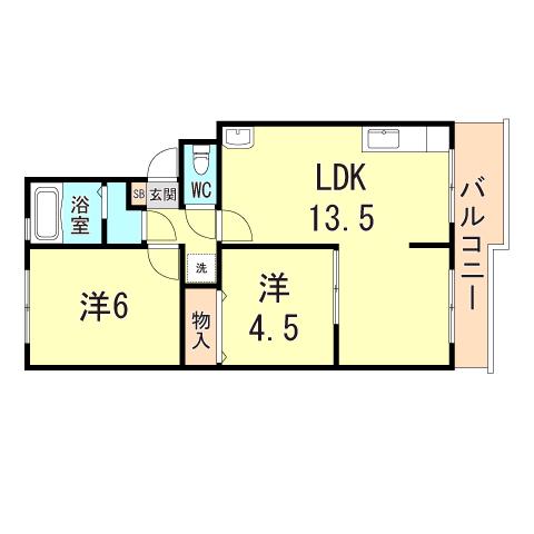 カーサベッレッツァ(2LDK/1階)の間取り写真