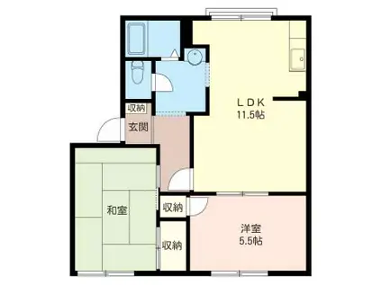 シャトーレ海老名(2LDK/1階)の間取り写真