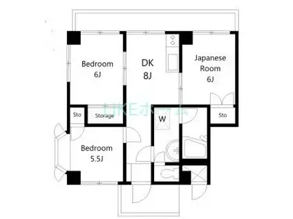 船橋グリーンランドビルII(3DK/5階)の間取り写真