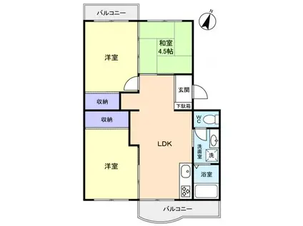 八千代中央レジデンス2号棟(3LDK/2階)の間取り写真