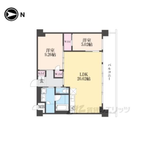 プレジオ宝塚ASIAN(2LDK/2階)の間取り写真