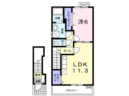 エトワール(1LDK/2階)の間取り写真