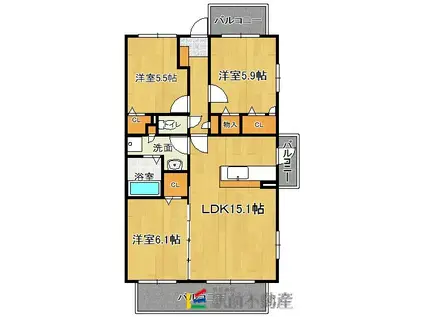 ソシアハイネス(3LDK/3階)の間取り写真