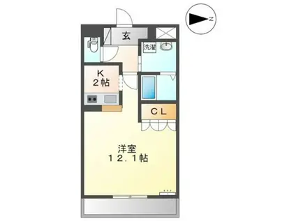 プラッツ・ユーII(1K/1階)の間取り写真