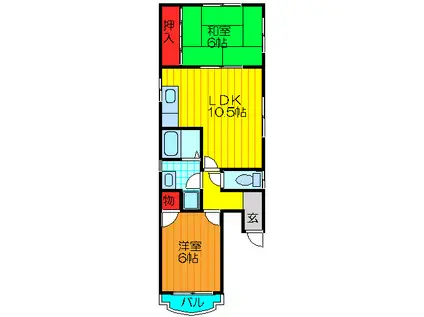 サンライズ門真(2LDK/3階)の間取り写真