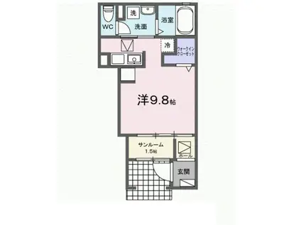 エイス クラウディア(ワンルーム/1階)の間取り写真