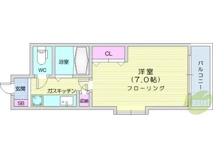 タセンビル2(1K/2階)の間取り写真