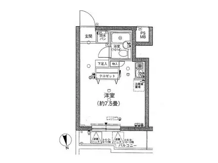 エスコート麻布十番(ワンルーム/12階)の間取り写真