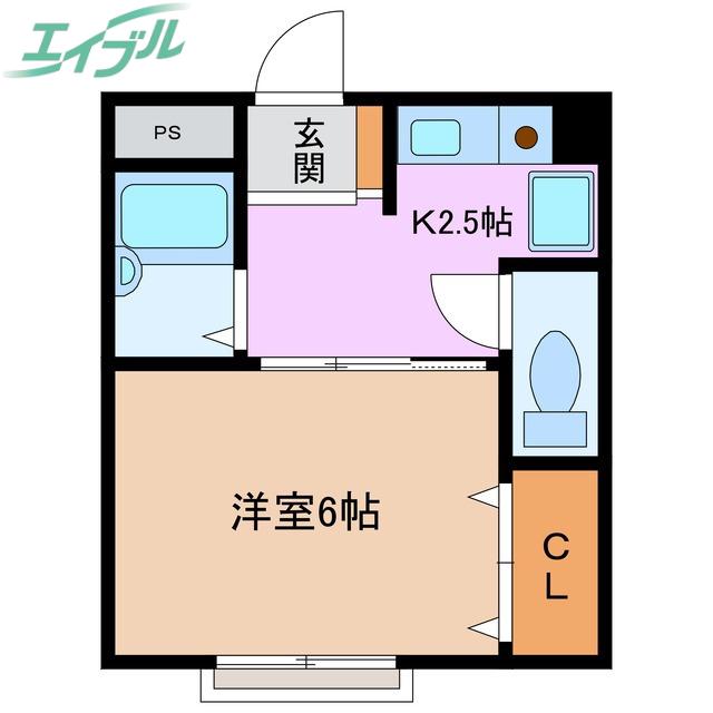 タウニー21(1K/2階)の間取り写真