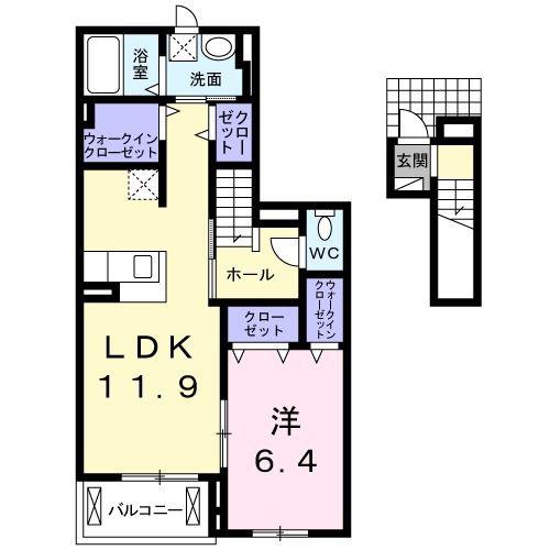スター・ヒル桜木(1LDK/2階)の間取り写真