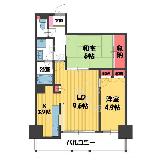 グランデュオ南街区(2LDK/3階)の間取り写真