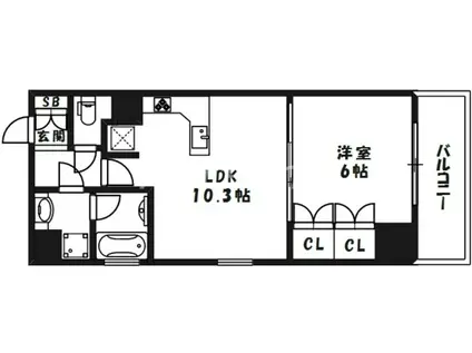 リーガル西天満Ⅲ(1LDK/11階)の間取り写真