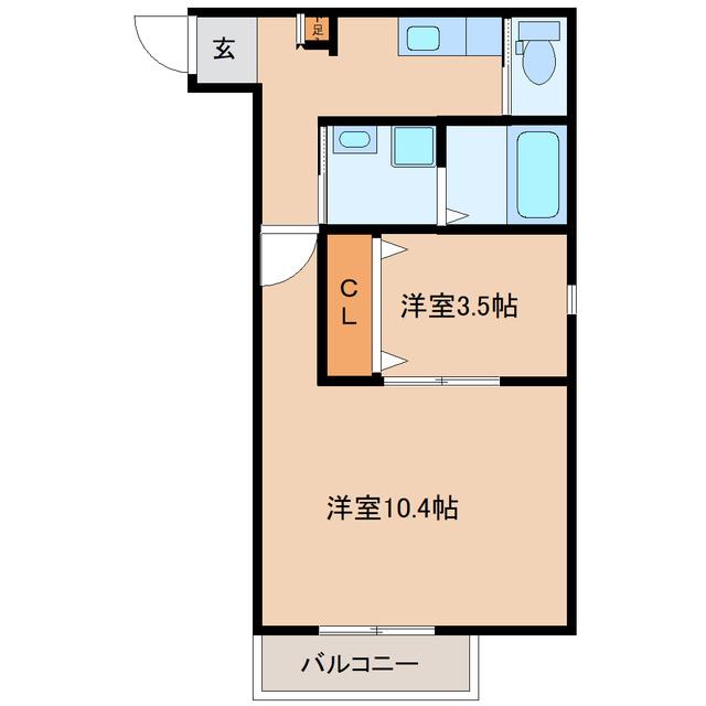 荒井1丁目アパートB棟(2K/1階)の間取り写真