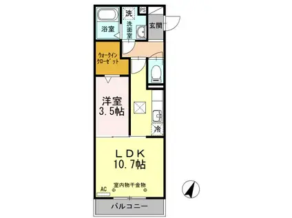 BLANC AILE(1LDK/1階)の間取り写真