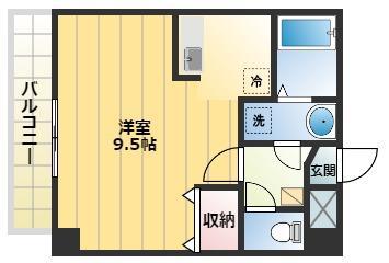 GLARE(ワンルーム/1階)の間取り写真