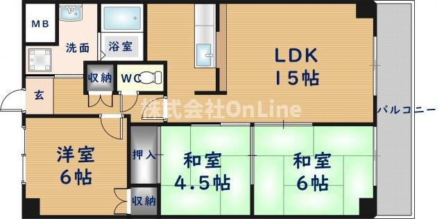 グランドール杉ノ木(3LDK/3階)の間取り写真