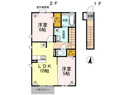E-CRYSTAL(2LDK/2階)の間取り写真