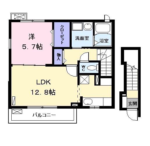カーサコロレ(1LDK/2階)の間取り写真