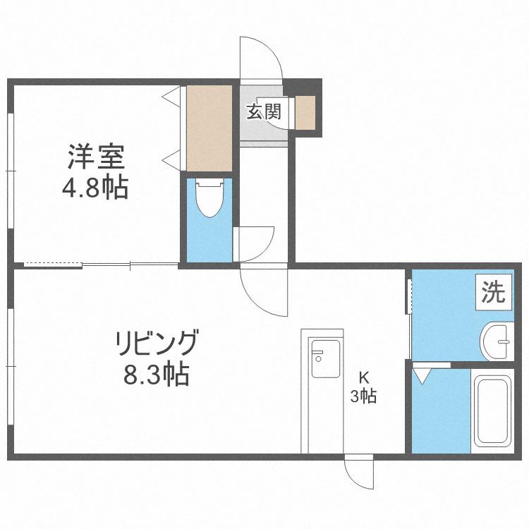 キューブ16(1LDK/4階)の間取り写真