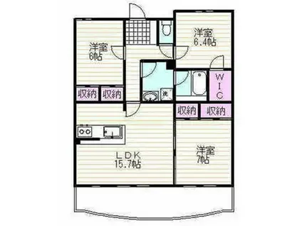 ブルーミングS&C(3LDK/3階)の間取り写真