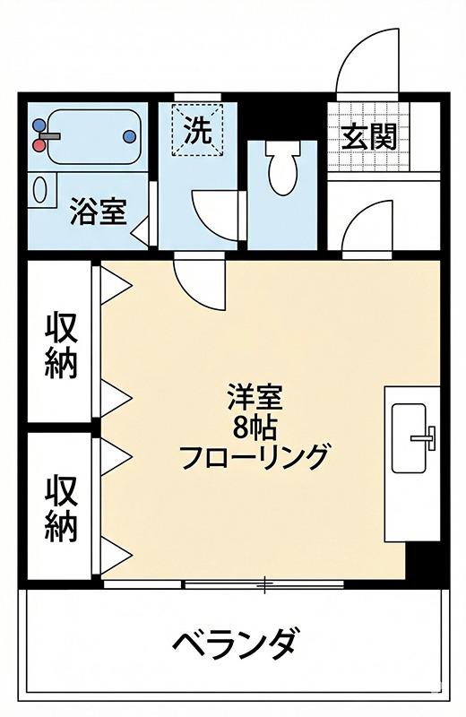 グリーンリーフ(ワンルーム/2階)の間取り写真