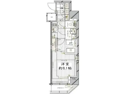 レガリス品川南大井III(1K/4階)の間取り写真