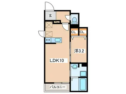 トゥット フェリーチェ 湘南V(1LDK/1階)の間取り写真