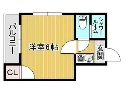 ローレルハイツ(1K/1階)の間取り写真