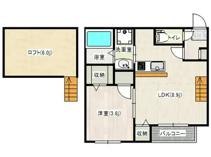 ルミエール(1LDK/1階)の間取り写真