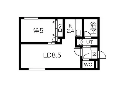 ハレービュー東札幌(1LDK/1階)の間取り写真